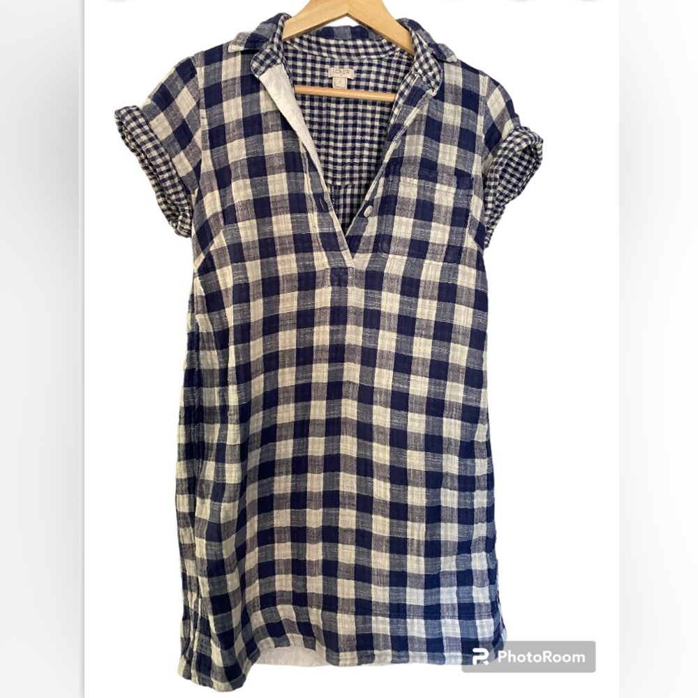 Blue and white checkered J.Crew dress
